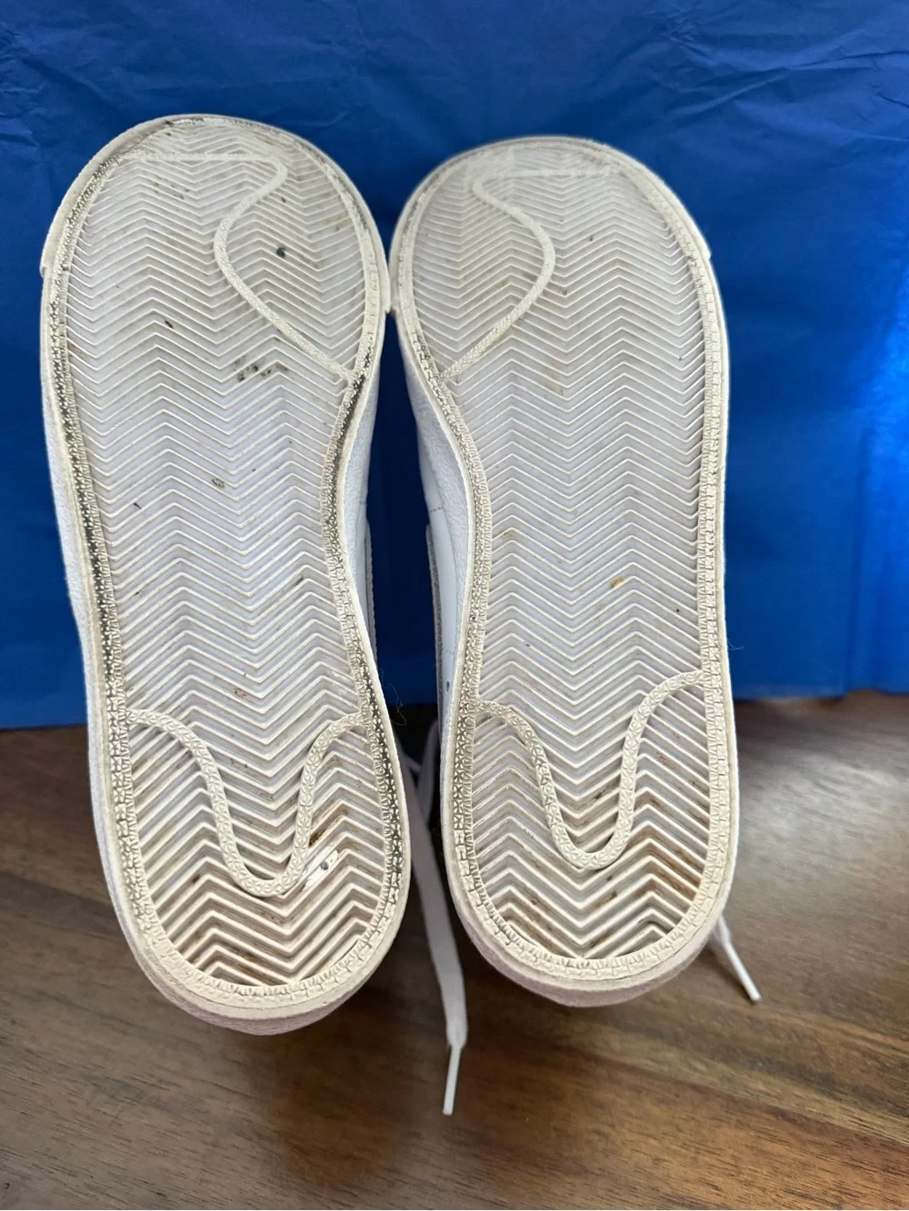 Nike Women's White High-Top Sneakers with Blush Swoosh and Yellow Tongue Accent
